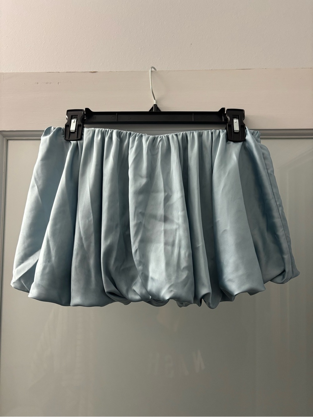 Kimchi Blue Light Blue Satin Bubble Mini Skort